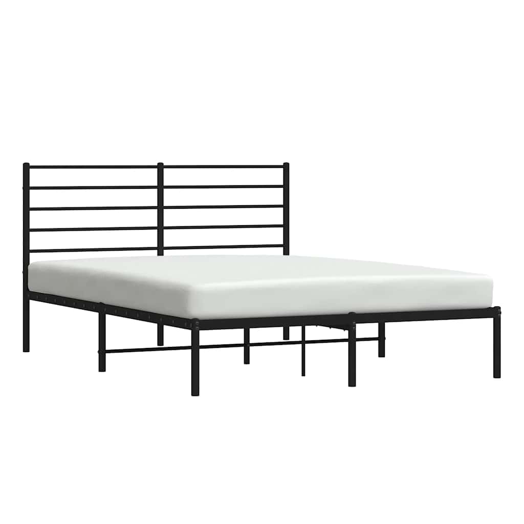 Metalni okvir za krevet s uzglavljem crni 120x200 cm