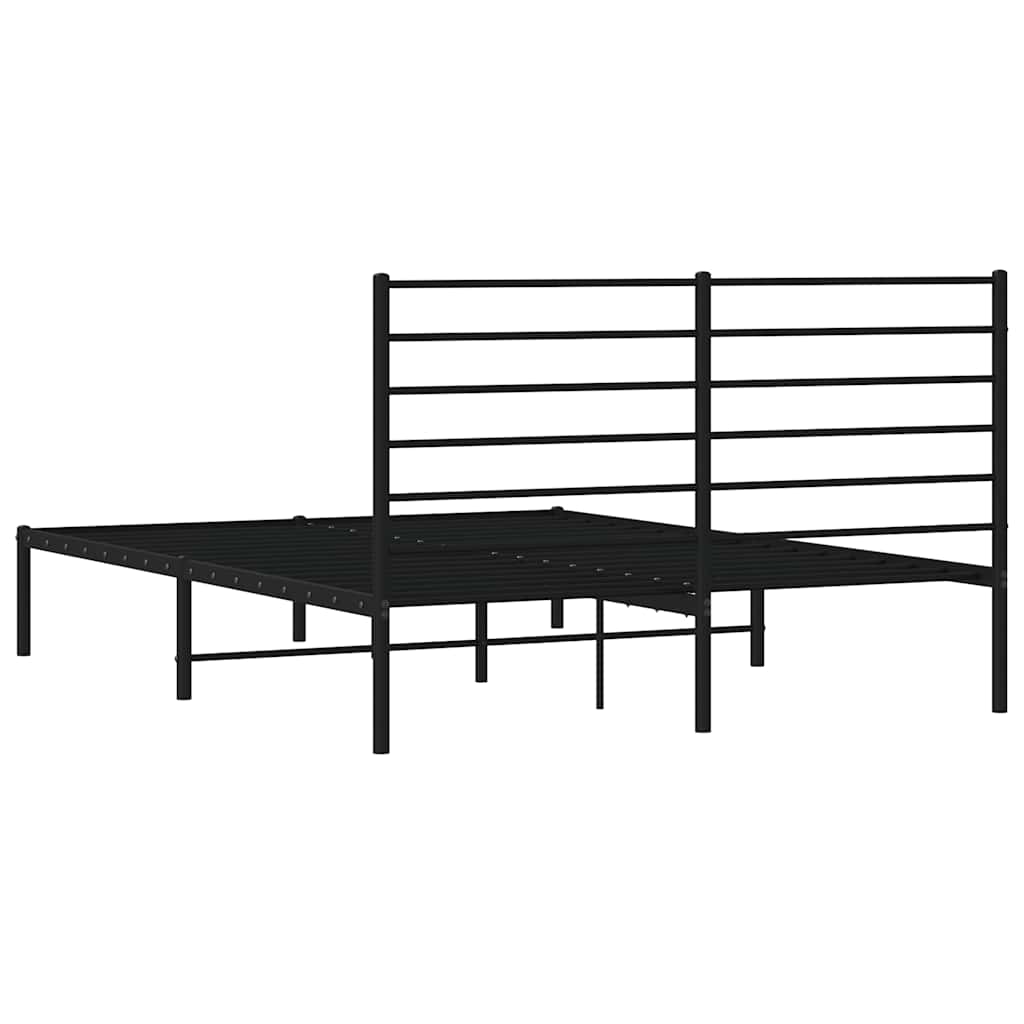 Metalni okvir za krevet s uzglavljem crni 120x200 cm