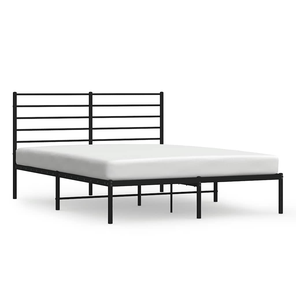 Metalni okvir za krevet s uzglavljem crni 140x190 cm