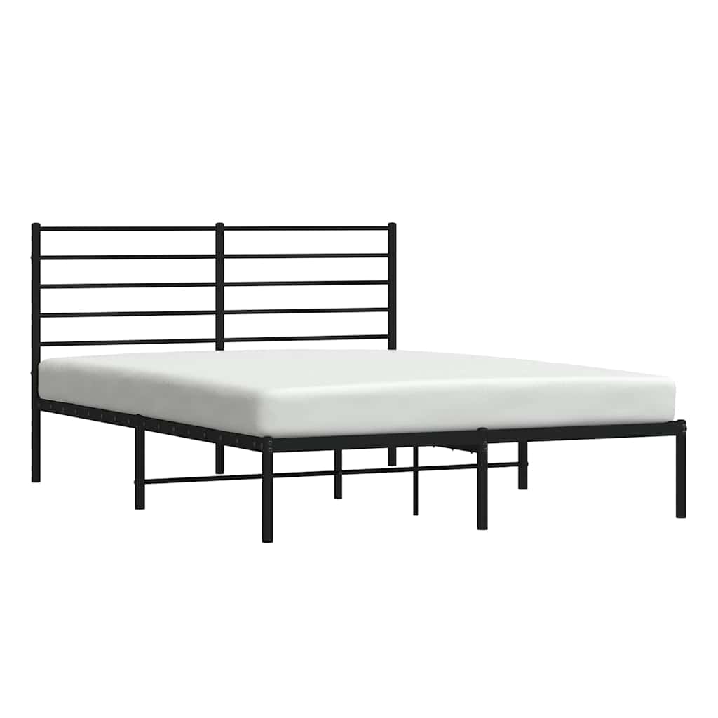 Metalni okvir za krevet s uzglavljem crni 140x190 cm