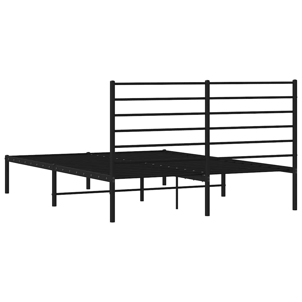 Metalni okvir za krevet s uzglavljem crni 140x190 cm