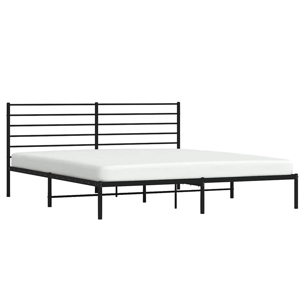 Metalni okvir za krevet s uzglavljem crni 193x203 cm