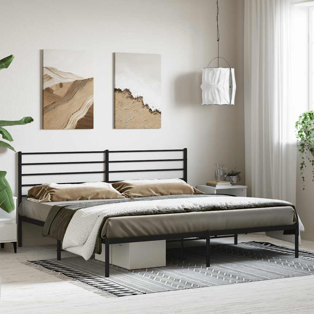 Metalni okvir za krevet s uzglavljem crni 200x200 cm