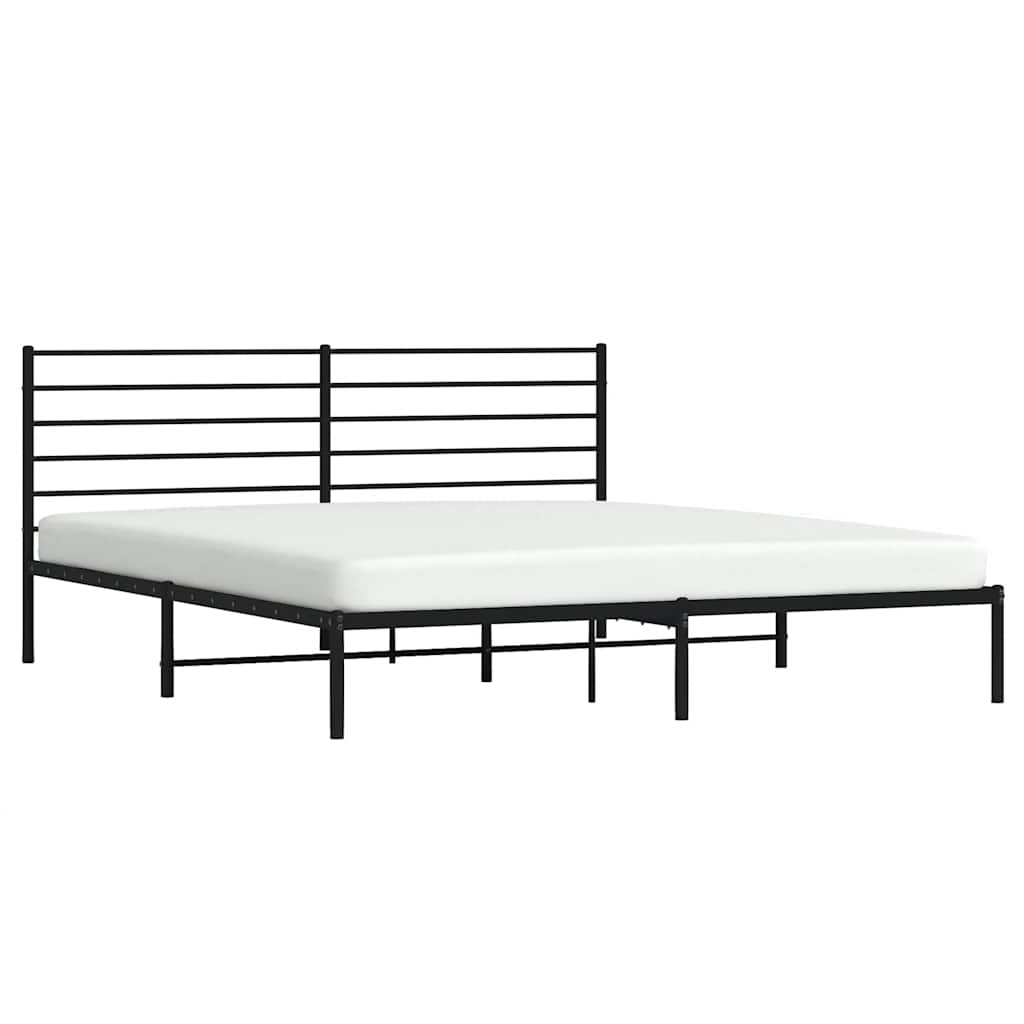 Metalni okvir za krevet s uzglavljem crni 200x200 cm