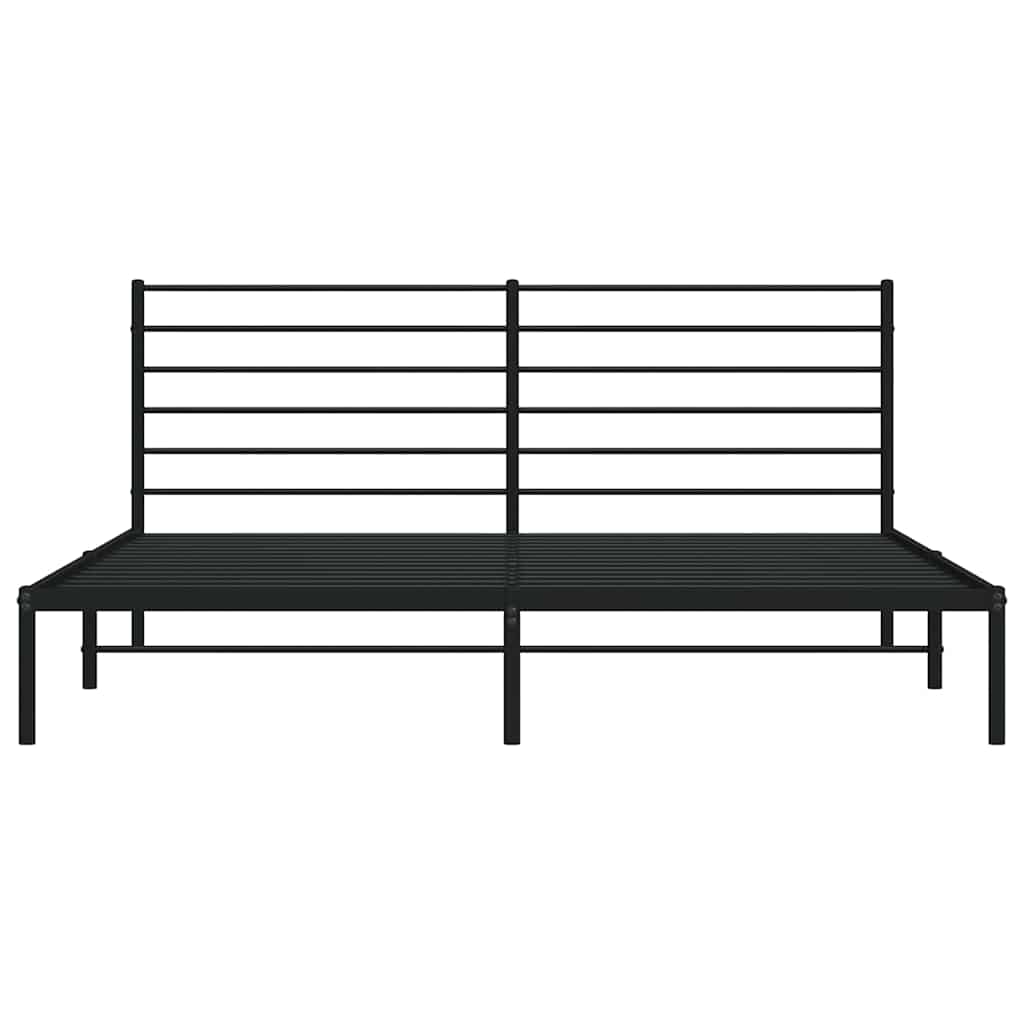 Metalni okvir za krevet s uzglavljem crni 200x200 cm