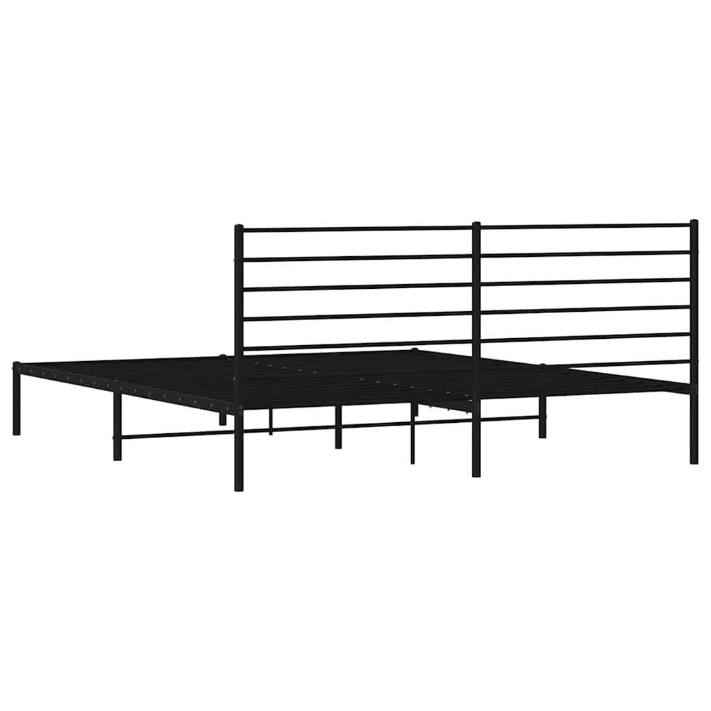 Metalni okvir za krevet s uzglavljem crni 200x200 cm