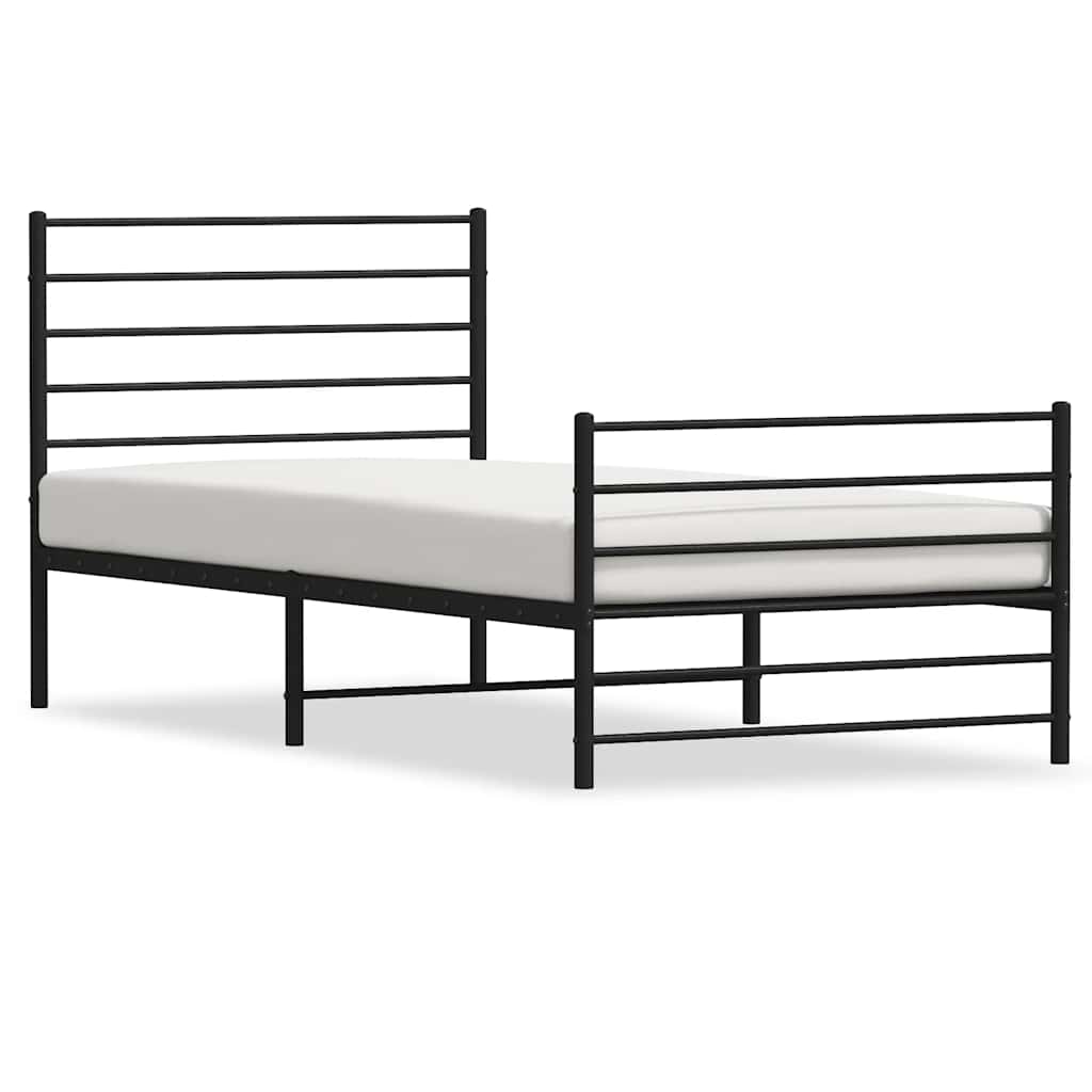 Metalni okvir kreveta uzglavlje i podnožje crni 80x200 cm