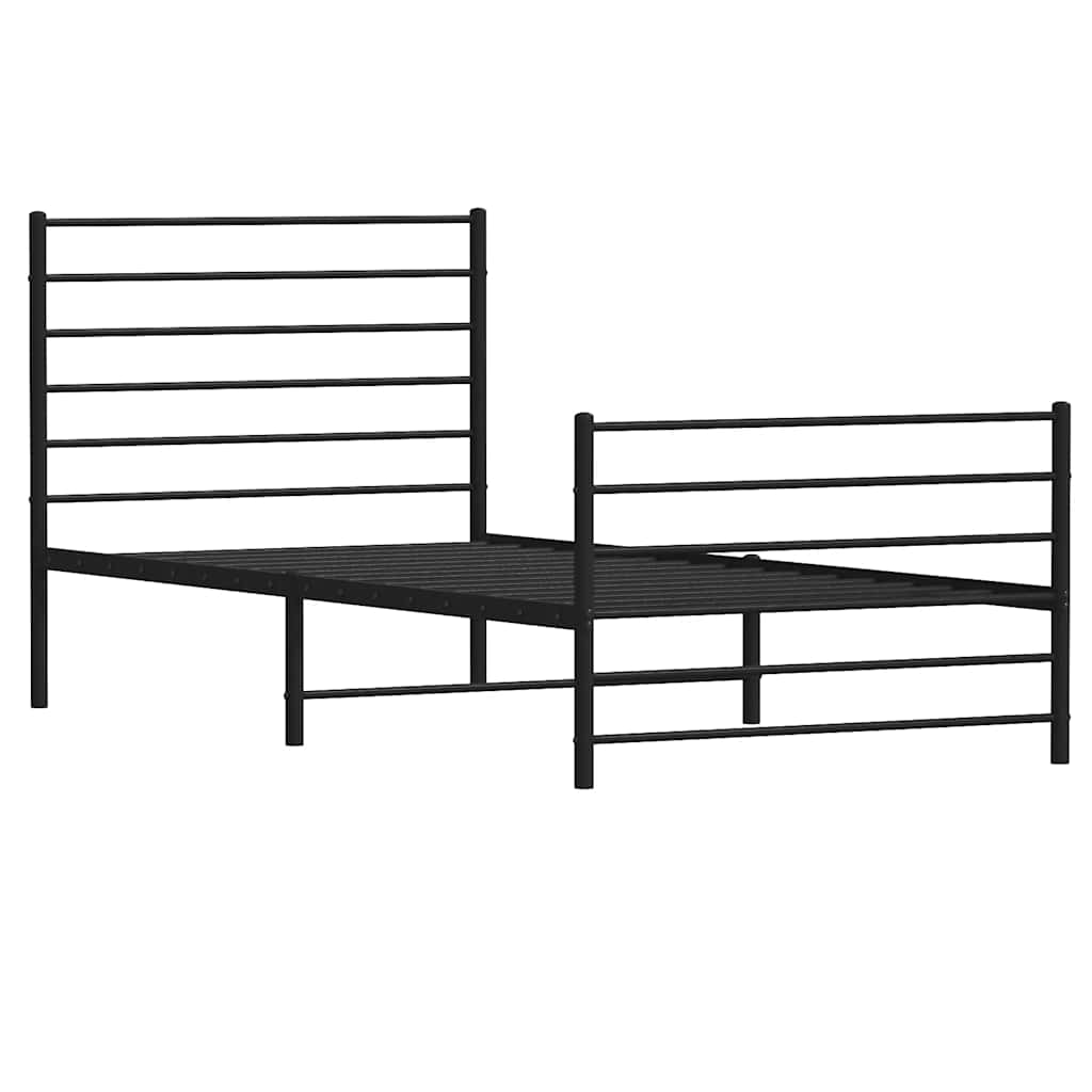 Metalni okvir kreveta uzglavlje i podnožje crni 80x200 cm