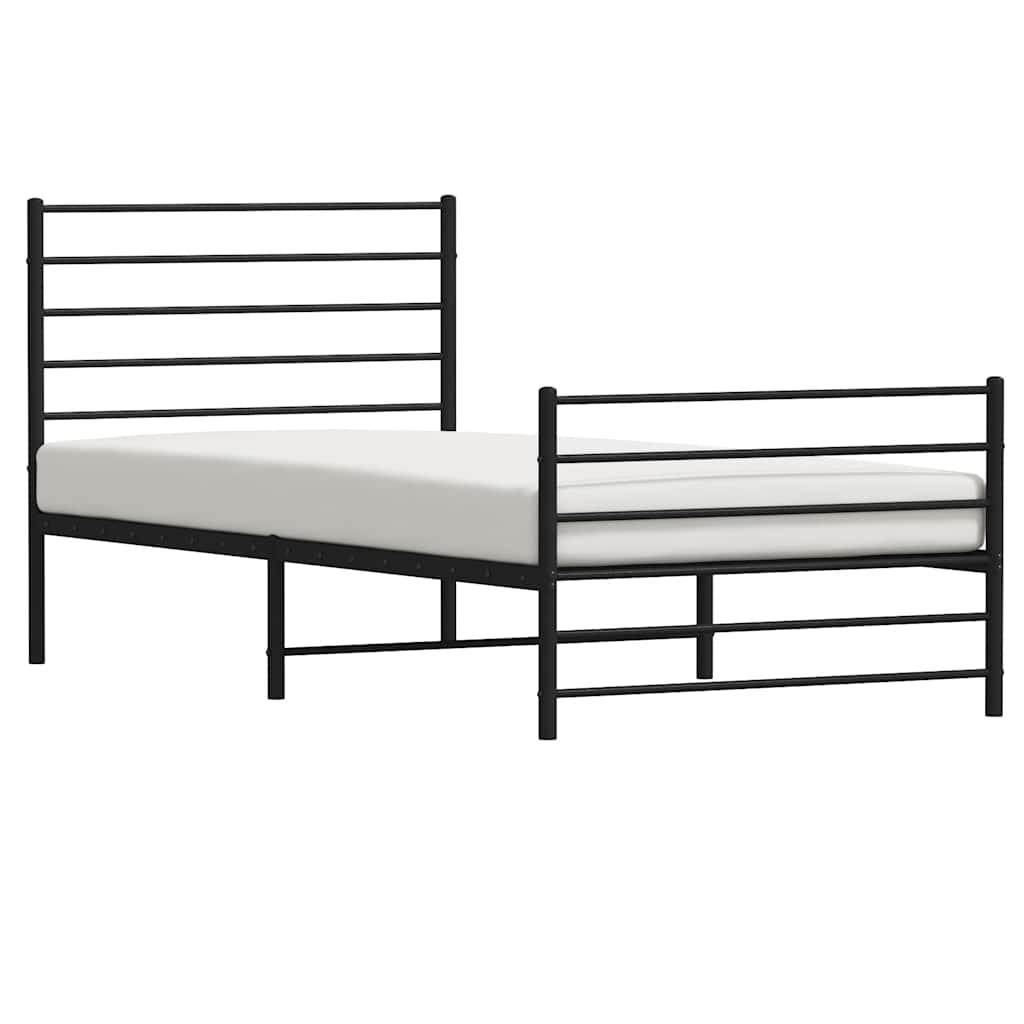 Metalni okvir kreveta uzglavlje i podnožje crni 80x200 cm