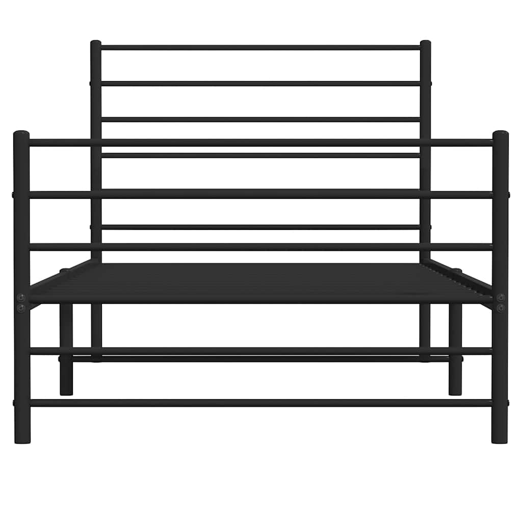 Metalni okvir kreveta uzglavlje i podnožje crni 80x200 cm