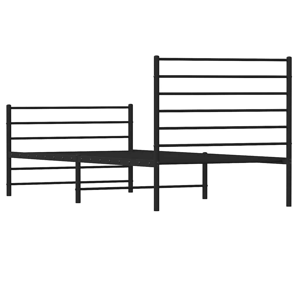 Metalni okvir kreveta uzglavlje i podnožje crni 90x190 cm