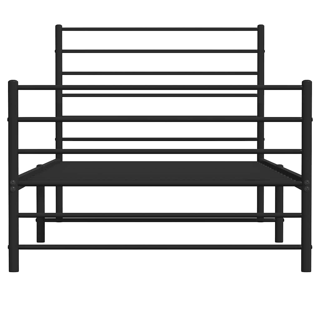Metalni okvir kreveta uzglavlje i podnožje crni 90 x 200 cm