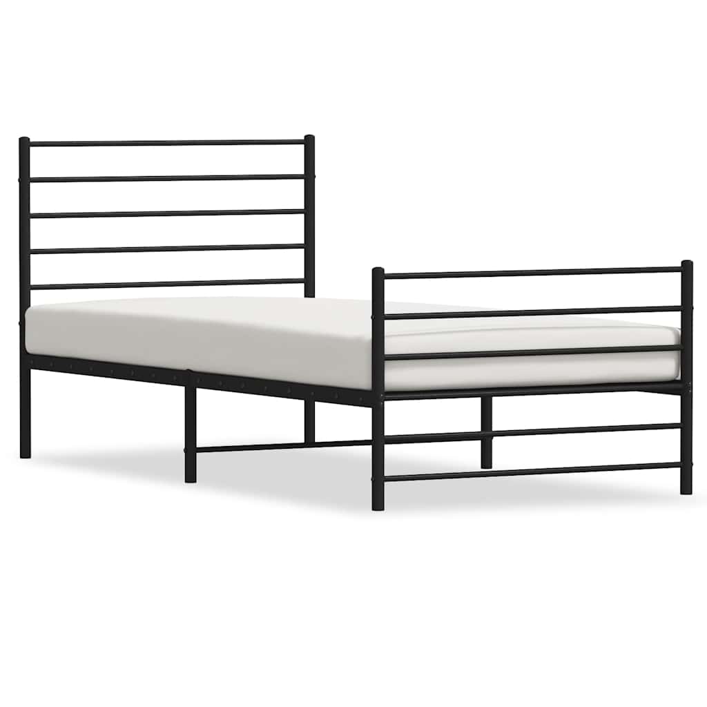 Metalni okvir kreveta uzglavlje i podnožje crni 100x200 cm