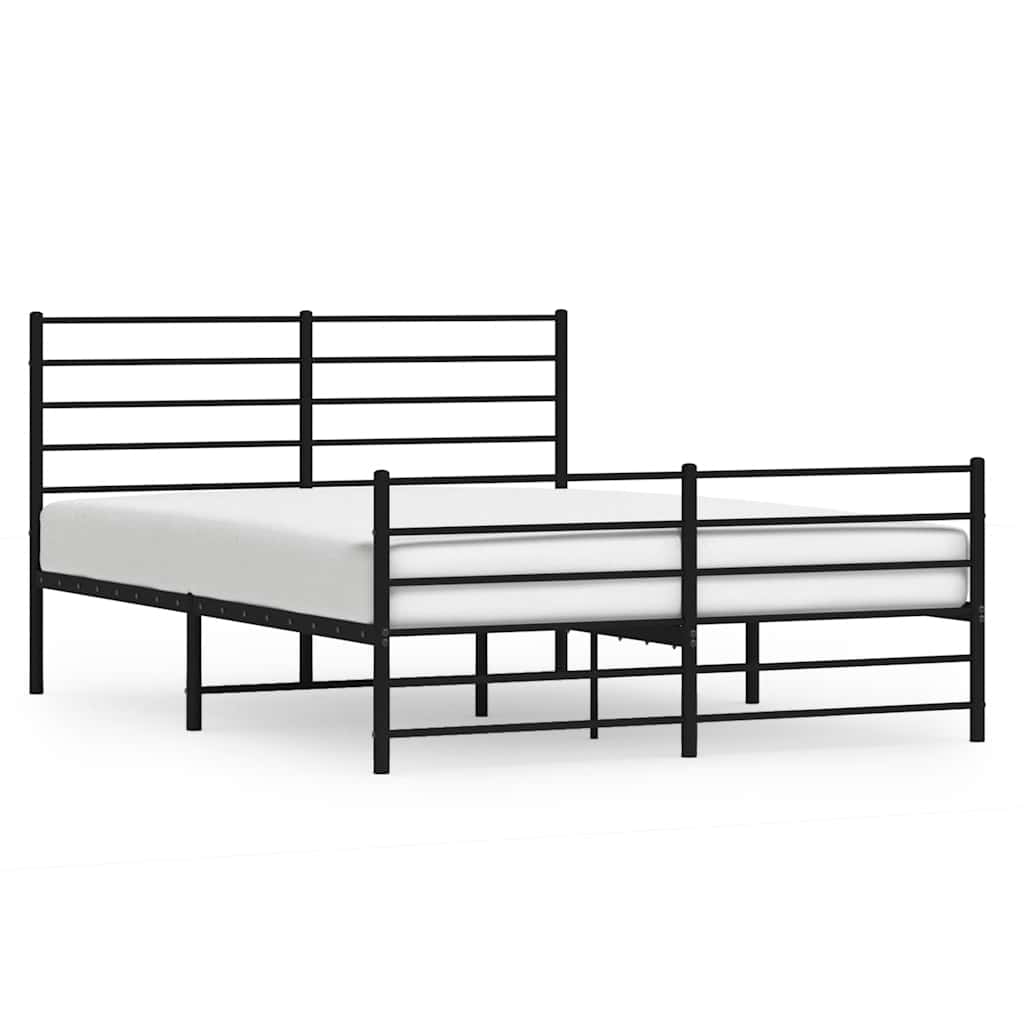 Metalni okvir kreveta uzglavlje i podnožje crni 120x190 cm