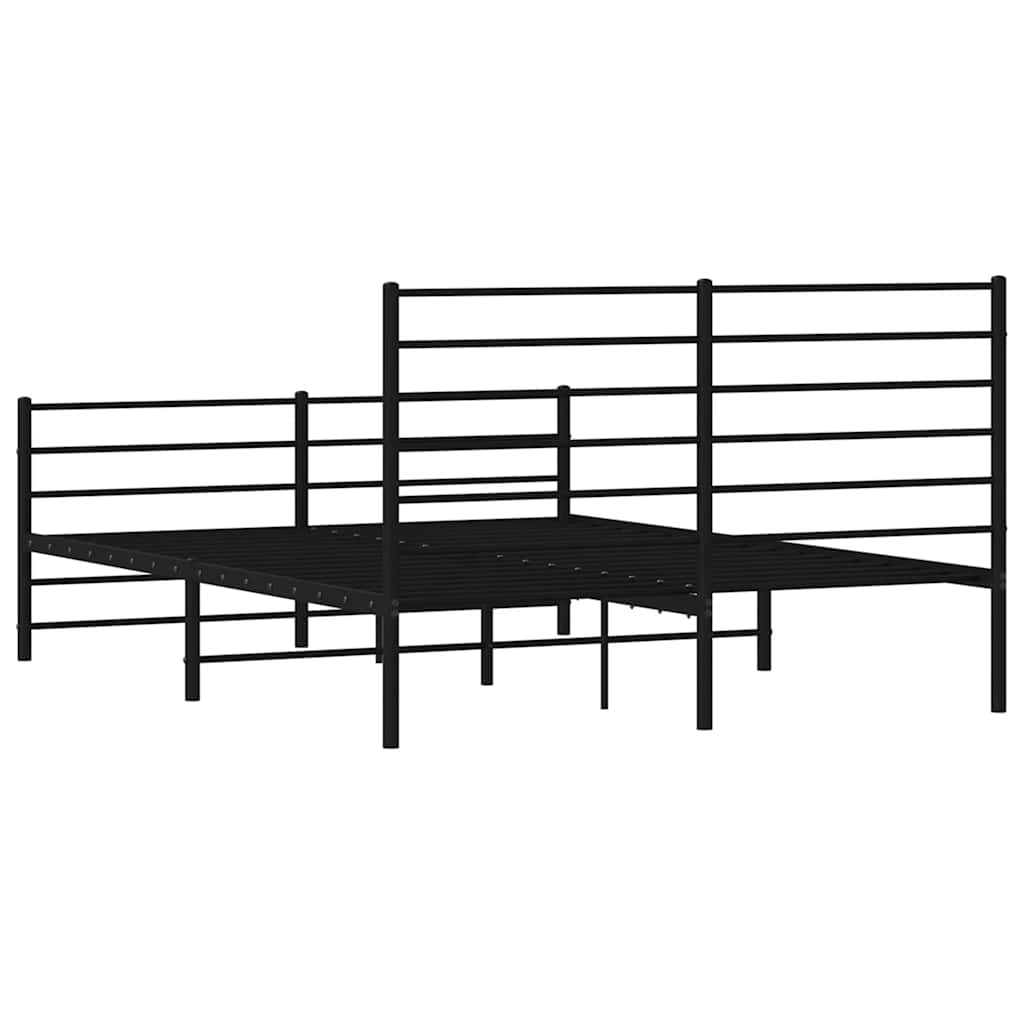 Metalni okvir kreveta uzglavlje i podnožje crni 120x190 cm