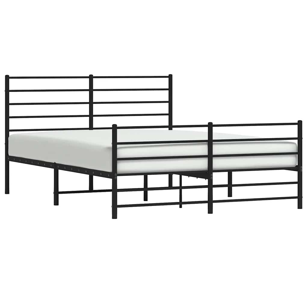 Metalni okvir kreveta uzglavlje i podnožje crni 120x200 cm
