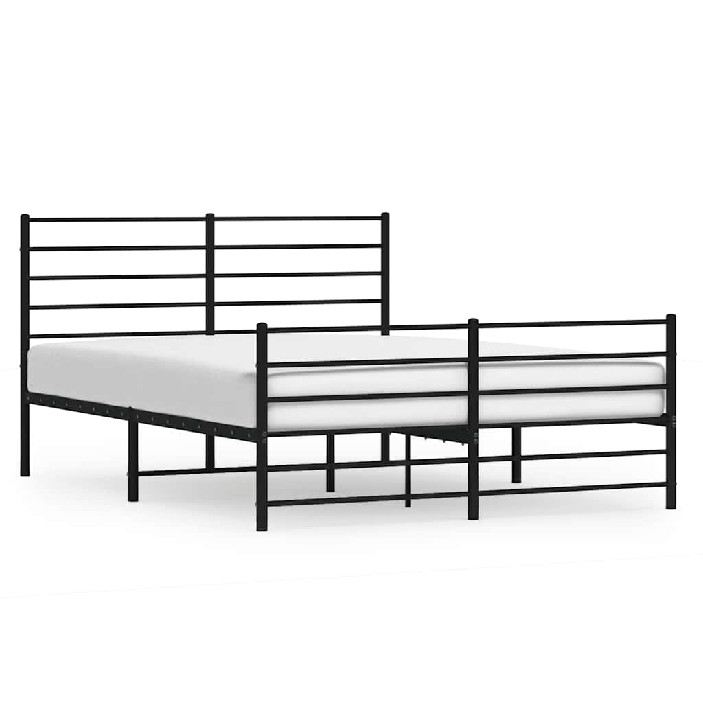 Metalni okvir kreveta uzglavlje i podnožje crni 135x190 cm