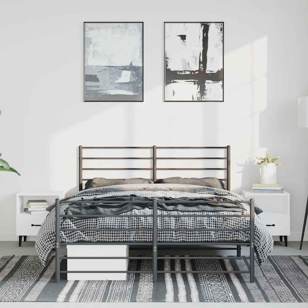 Metalni okvir kreveta uzglavlje i podnožje crni 135x190 cm