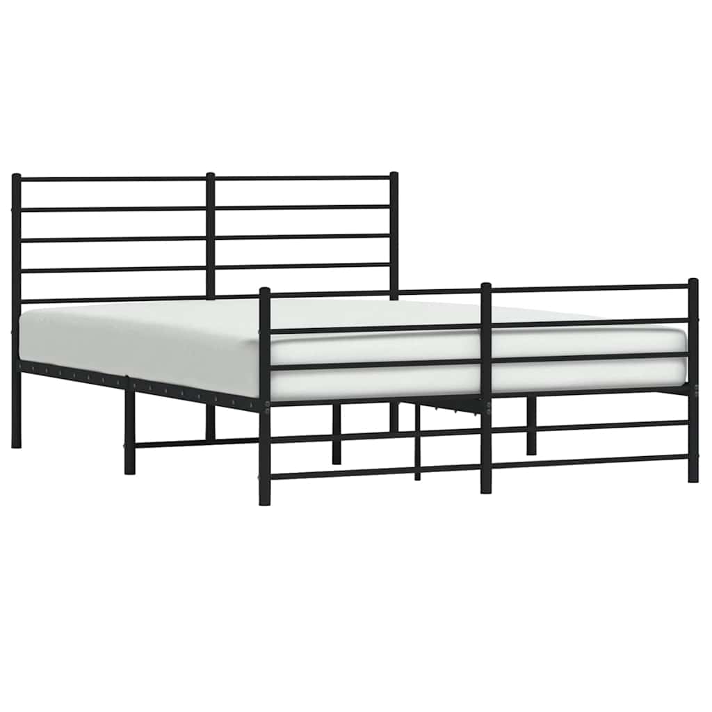 Metalni okvir kreveta uzglavlje i podnožje crni 140x200 cm