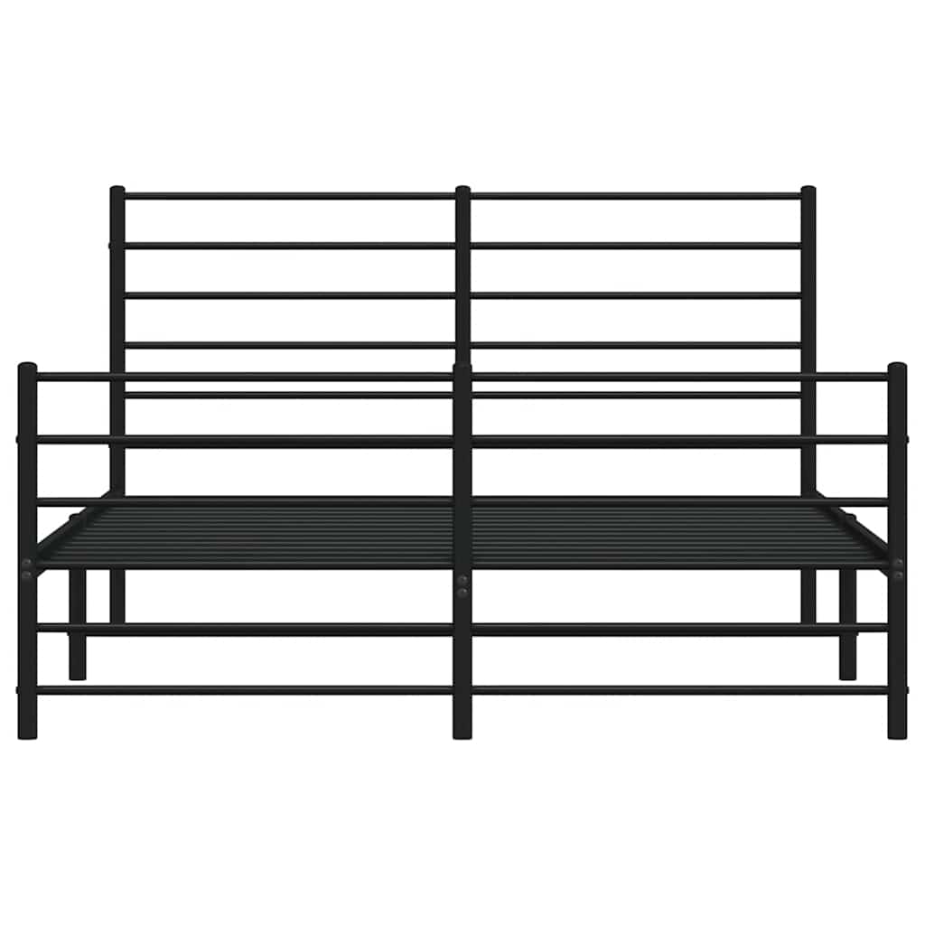 Metalni okvir kreveta uzglavlje i podnožje crni 140x200 cm