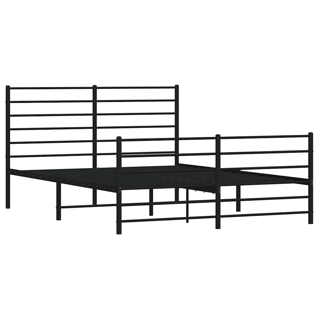 Metalni okvir kreveta uzglavlje i podnožje crni 150x200 cm