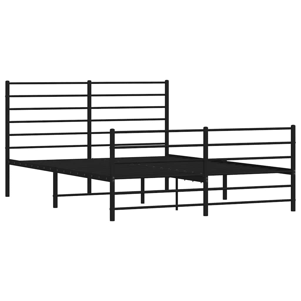 Metalni okvir kreveta uzglavlje i podnožje crni 160x200 cm