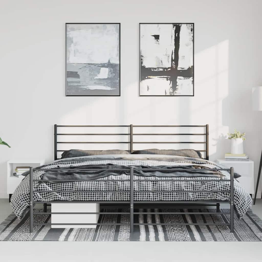 Metalni okvir kreveta uzglavlje i podnožje crni 193x203 cm