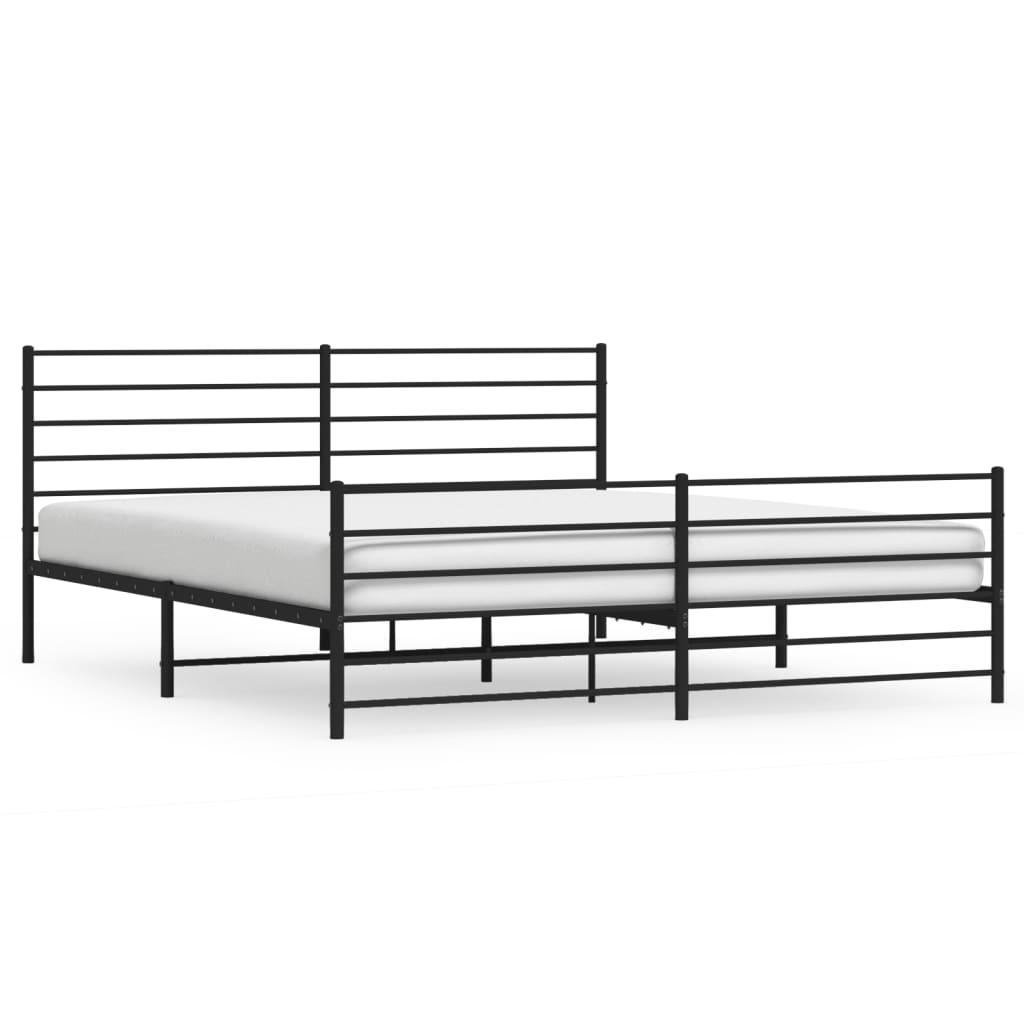 Metalni okvir kreveta uzglavlje i podnožje crni 200x200 cm