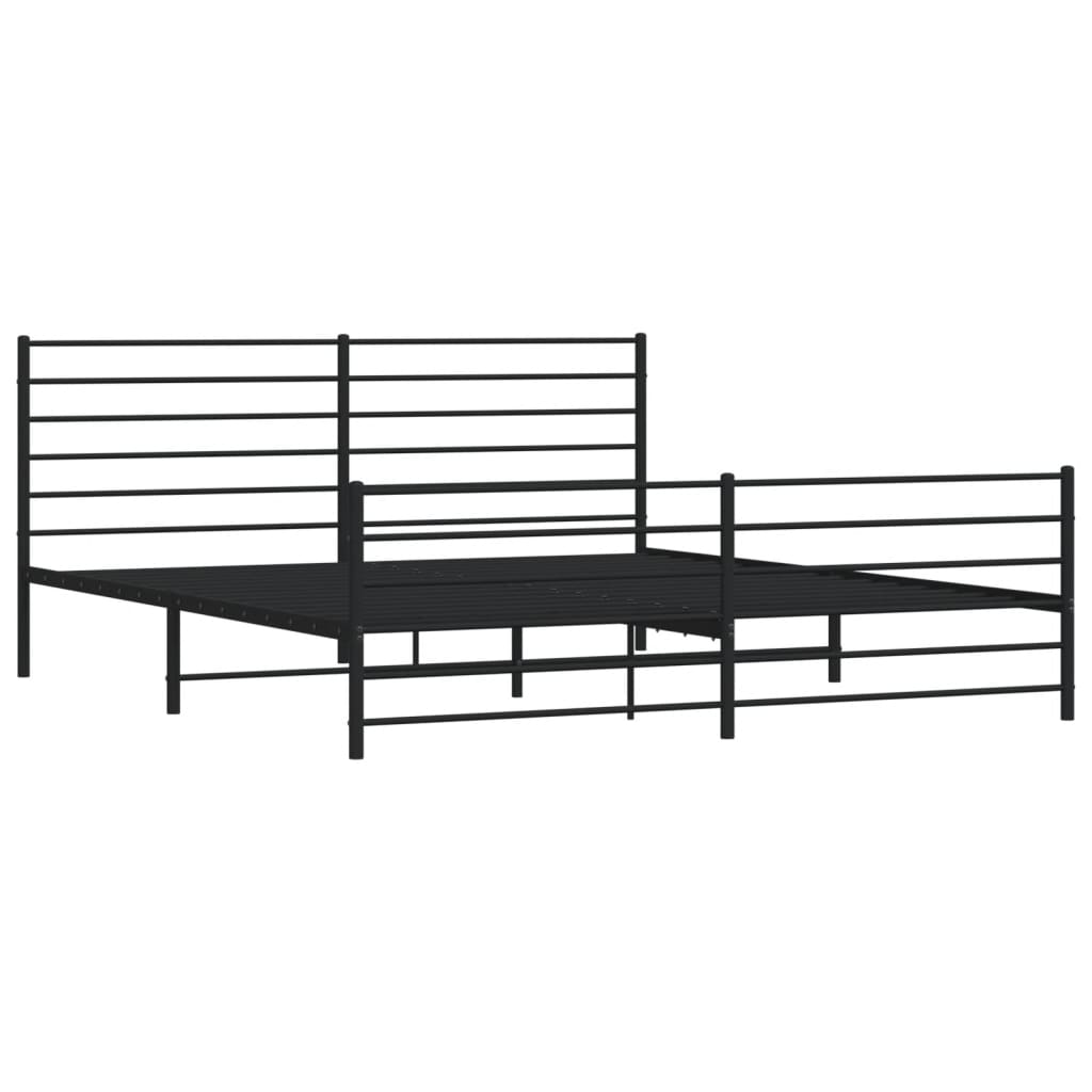 Metalni okvir kreveta uzglavlje i podnožje crni 200x200 cm