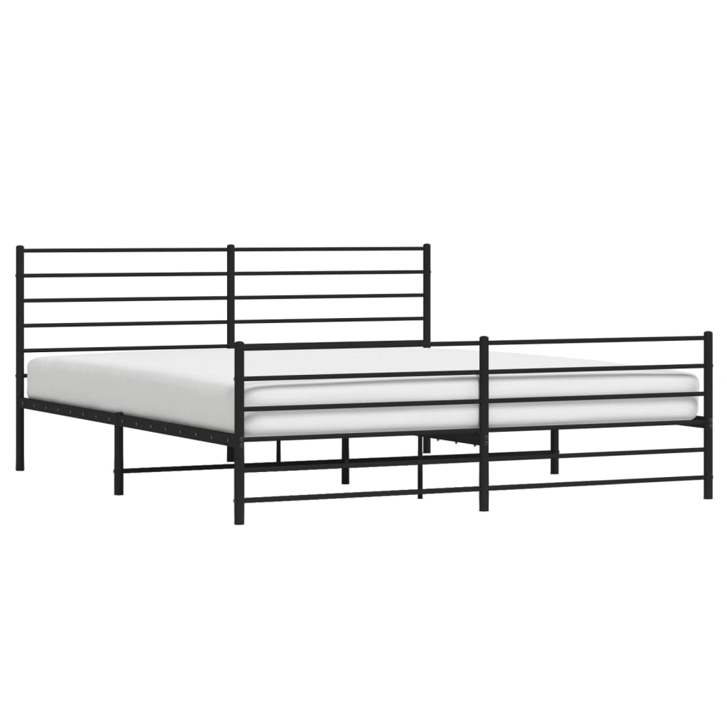 Metalni okvir kreveta uzglavlje i podnožje crni 200x200 cm