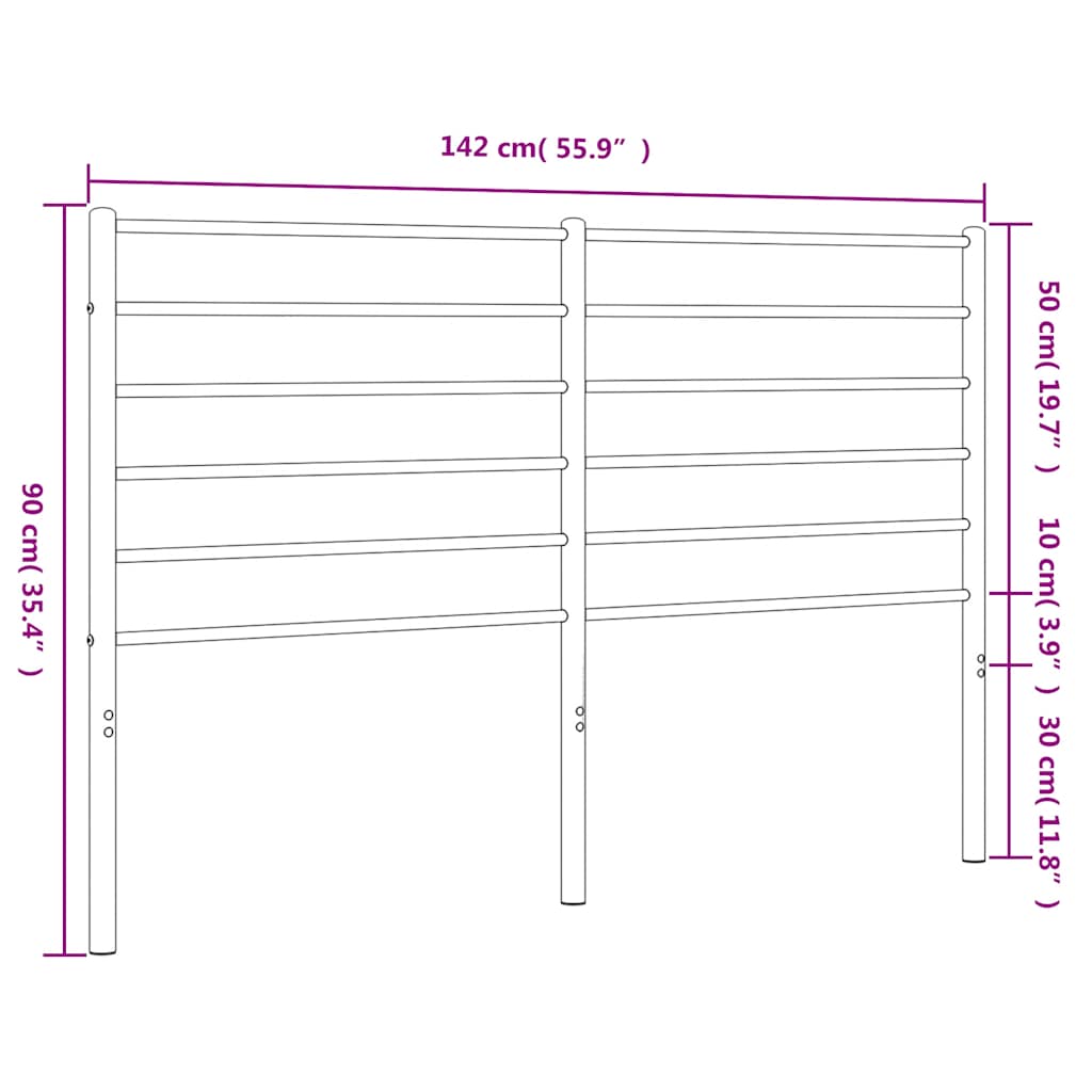 Metalno zamjensko uzglavlje crno 135 cm