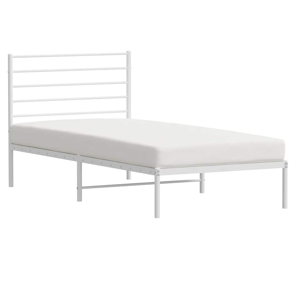 Metalni okvir za krevet s uzglavljem bijeli 80x200 cm