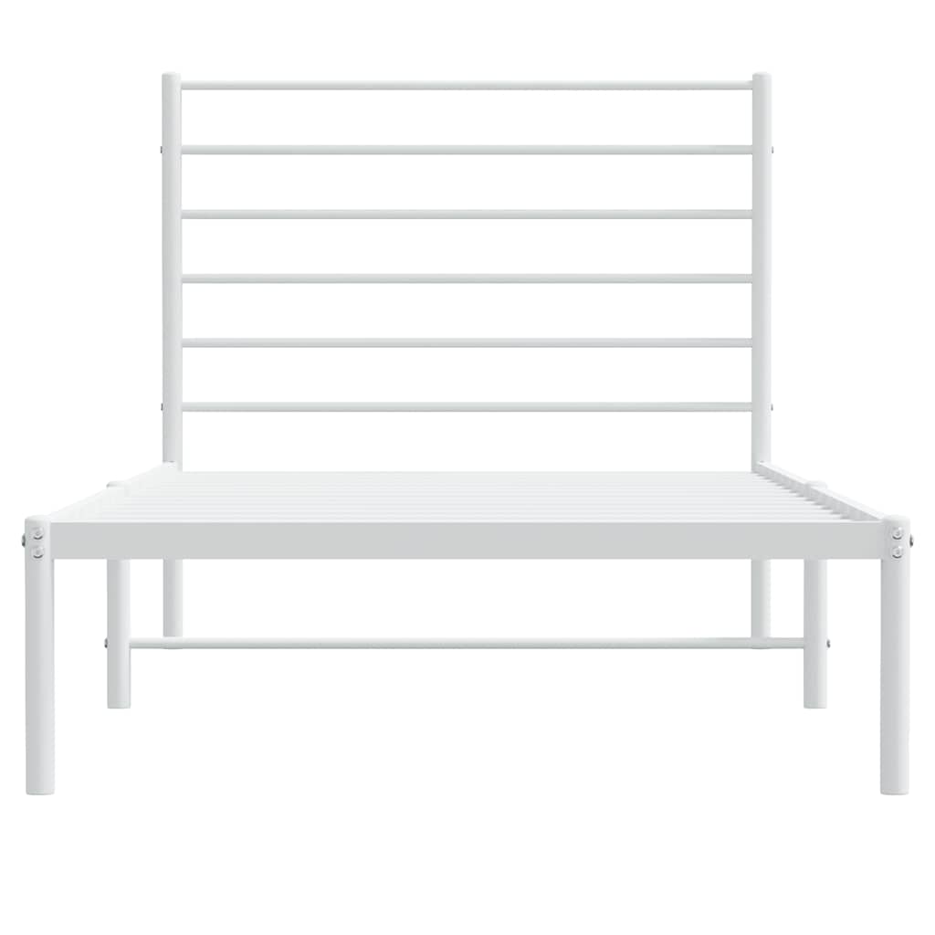Metalni okvir za krevet s uzglavljem bijeli 80x200 cm