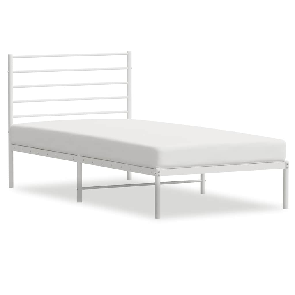 Metalni okvir za krevet s uzglavljem bijeli 90x200 cm