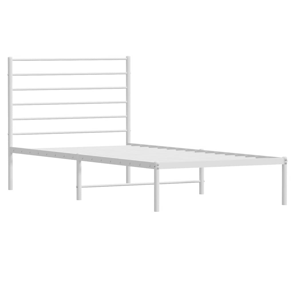 Metalni okvir za krevet s uzglavljem bijeli 90x200 cm