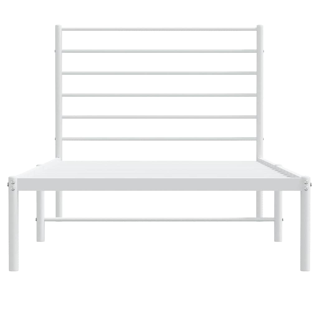 Metalni okvir za krevet s uzglavljem bijeli 90x200 cm