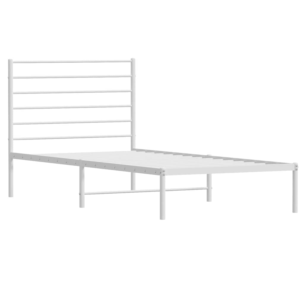 Metalni okvir za krevet s uzglavljem bijeli 100x190 cm