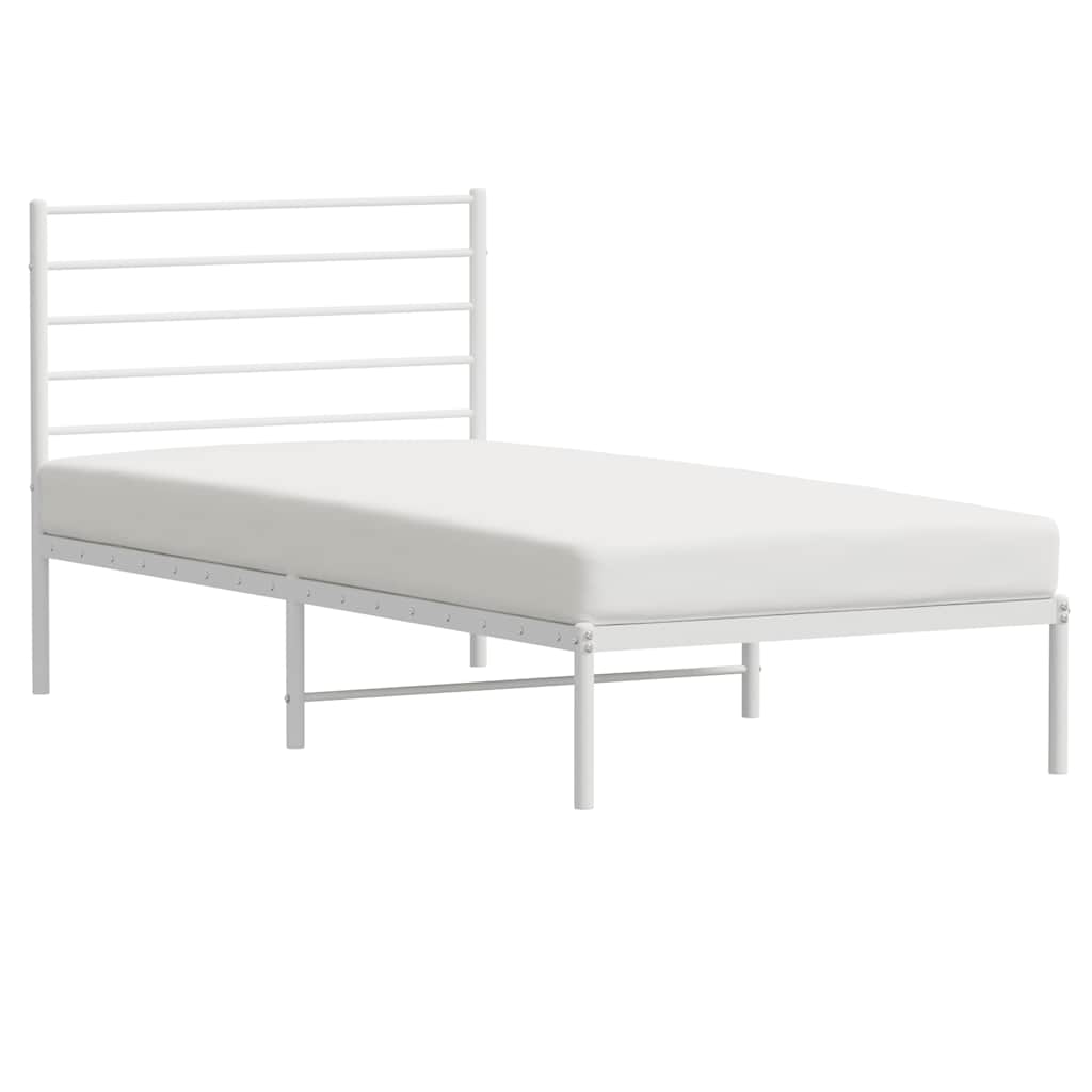 Metalni okvir za krevet s uzglavljem bijeli 100x200 cm