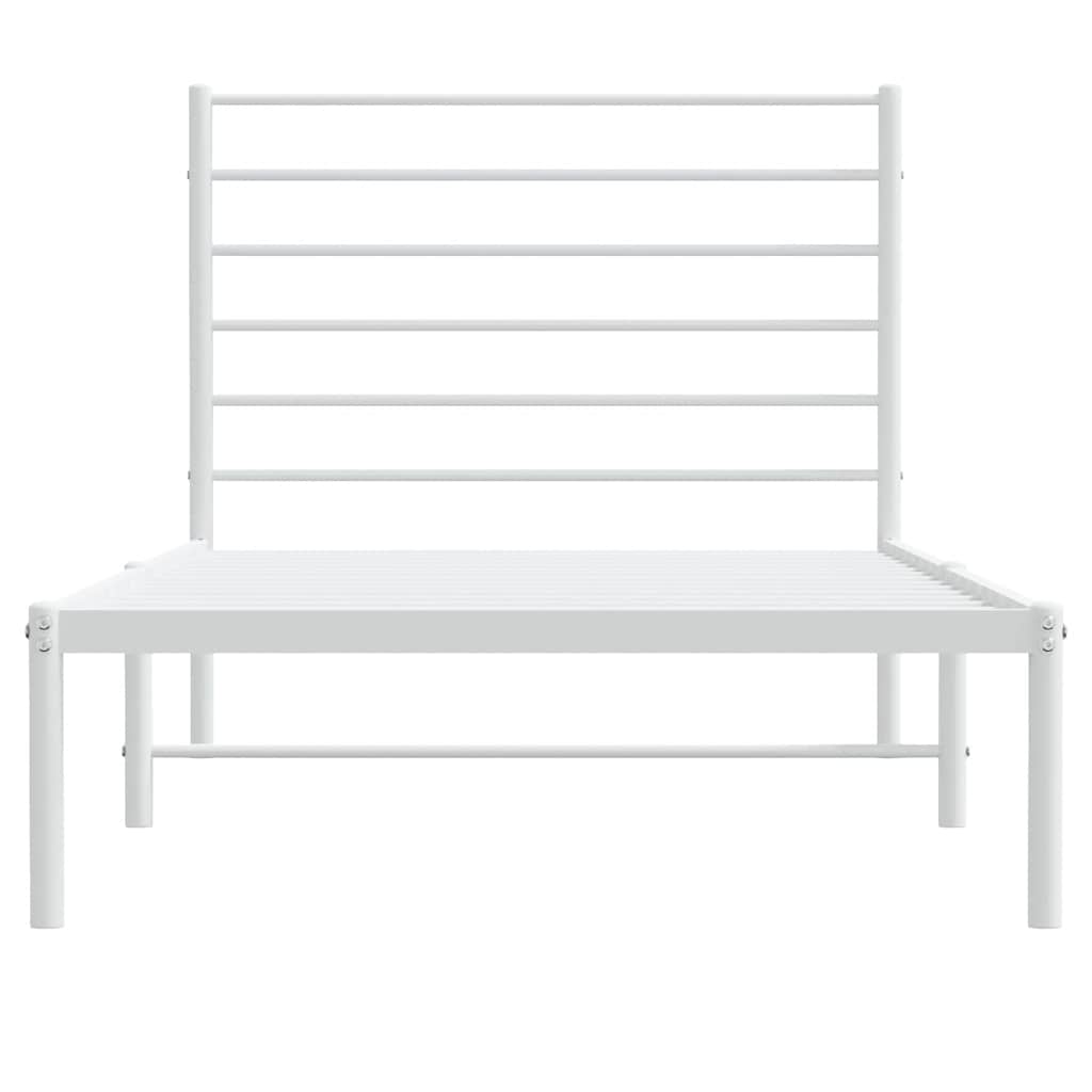 Metalni okvir za krevet s uzglavljem bijeli 100x200 cm