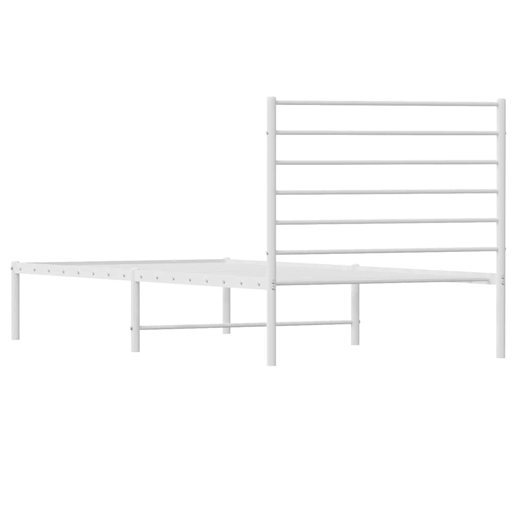 Metalni okvir za krevet s uzglavljem bijeli 100x200 cm