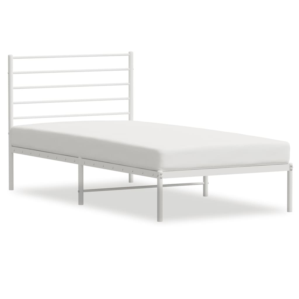 Metalni okvir za krevet s uzglavljem bijeli 107x203 cm