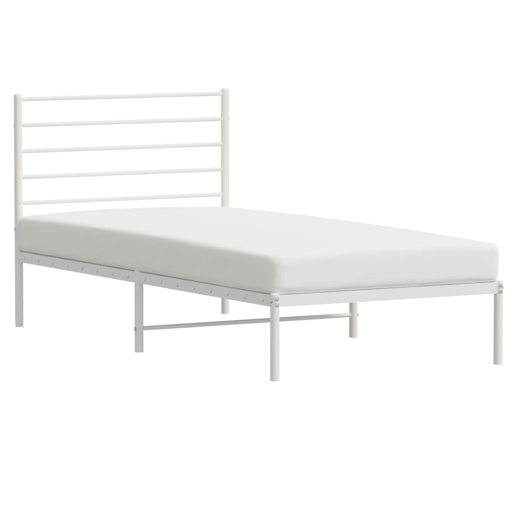 Metalni okvir za krevet s uzglavljem bijeli 107x203 cm