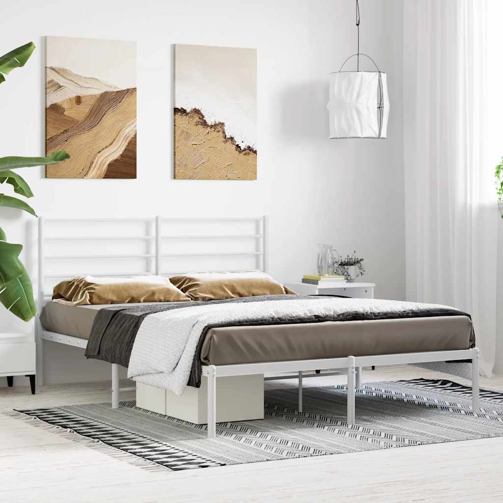 Metalni okvir za krevet s uzglavljem bijeli 120x200 cm