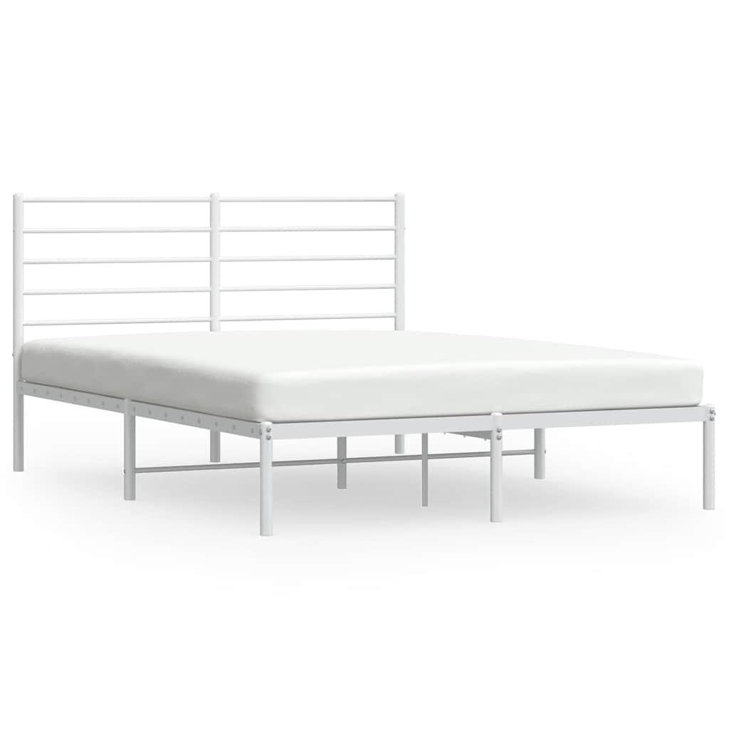 Metalni okvir za krevet s uzglavljem bijeli 135x190 cm