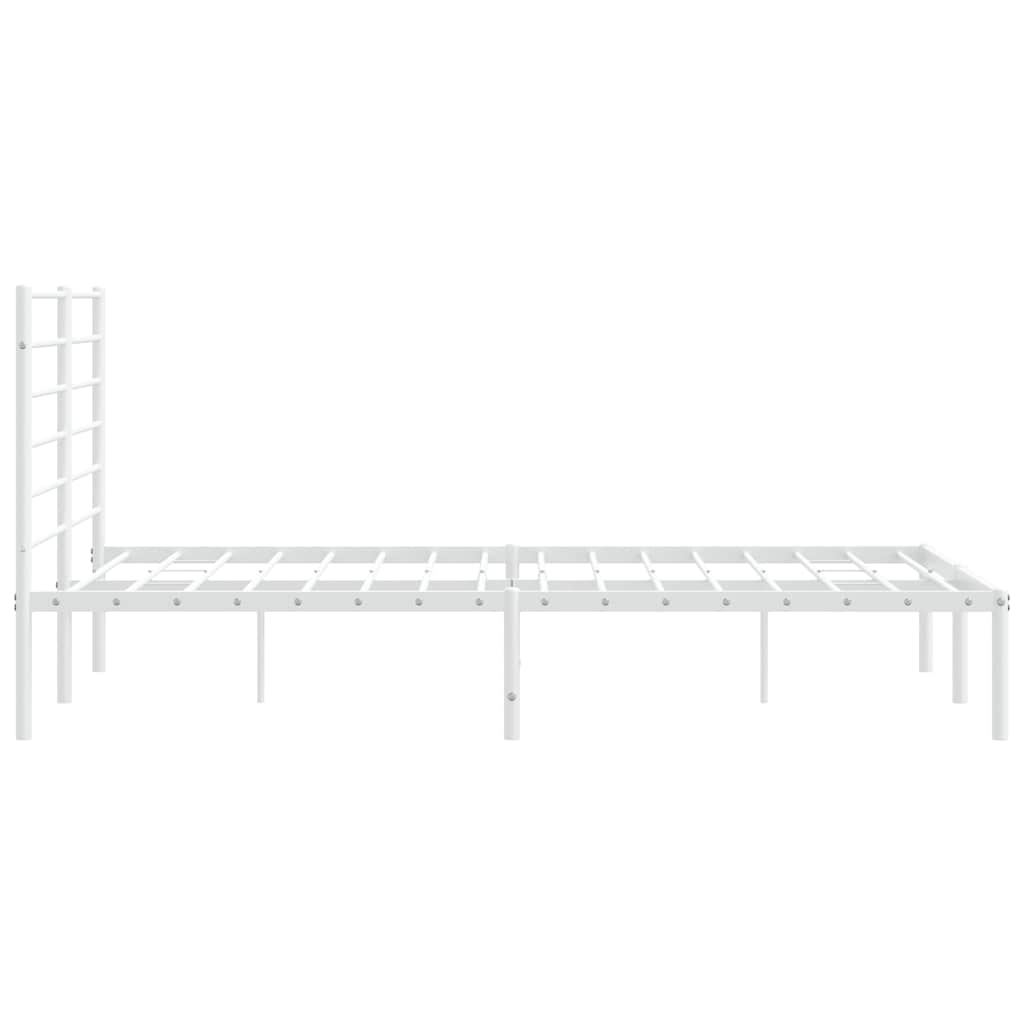 Metalni okvir za krevet s uzglavljem bijeli 135x190 cm
