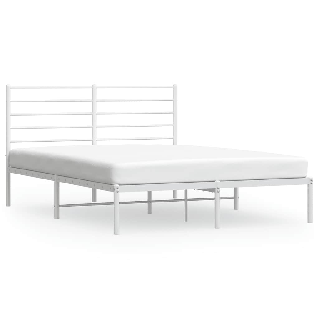 Metalni okvir za krevet s uzglavljem bijeli 140 x 190 cm