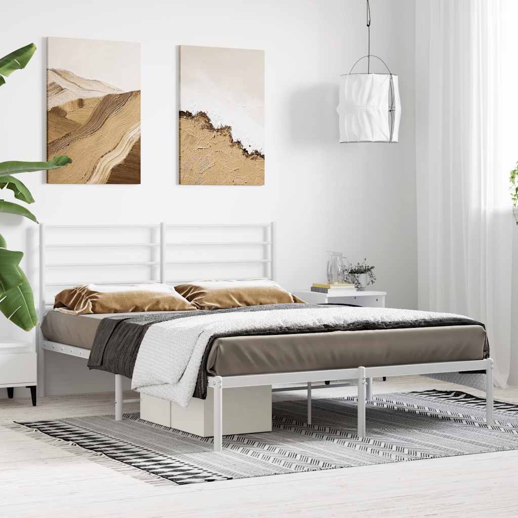 Metalni okvir za krevet s uzglavljem bijeli 140 x 200 cm