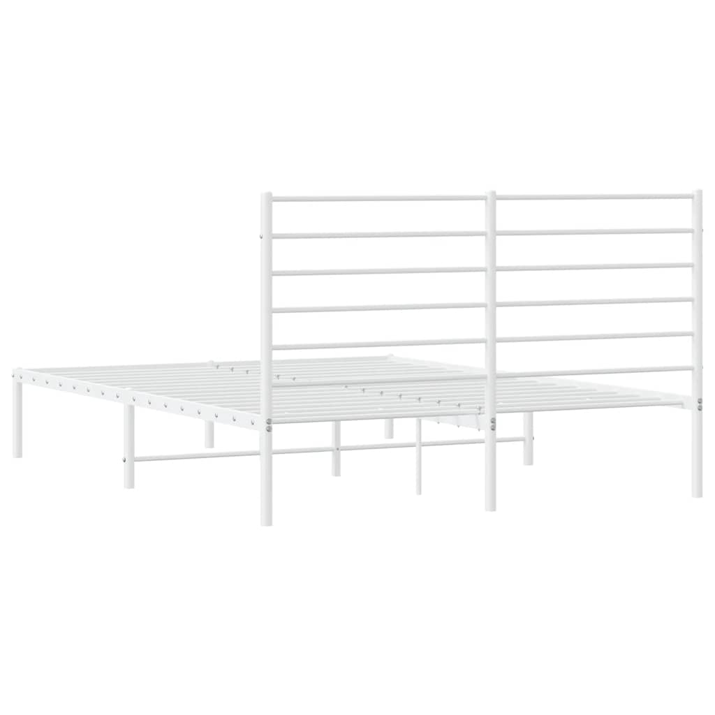 Metalni okvir za krevet s uzglavljem bijeli 140 x 200 cm