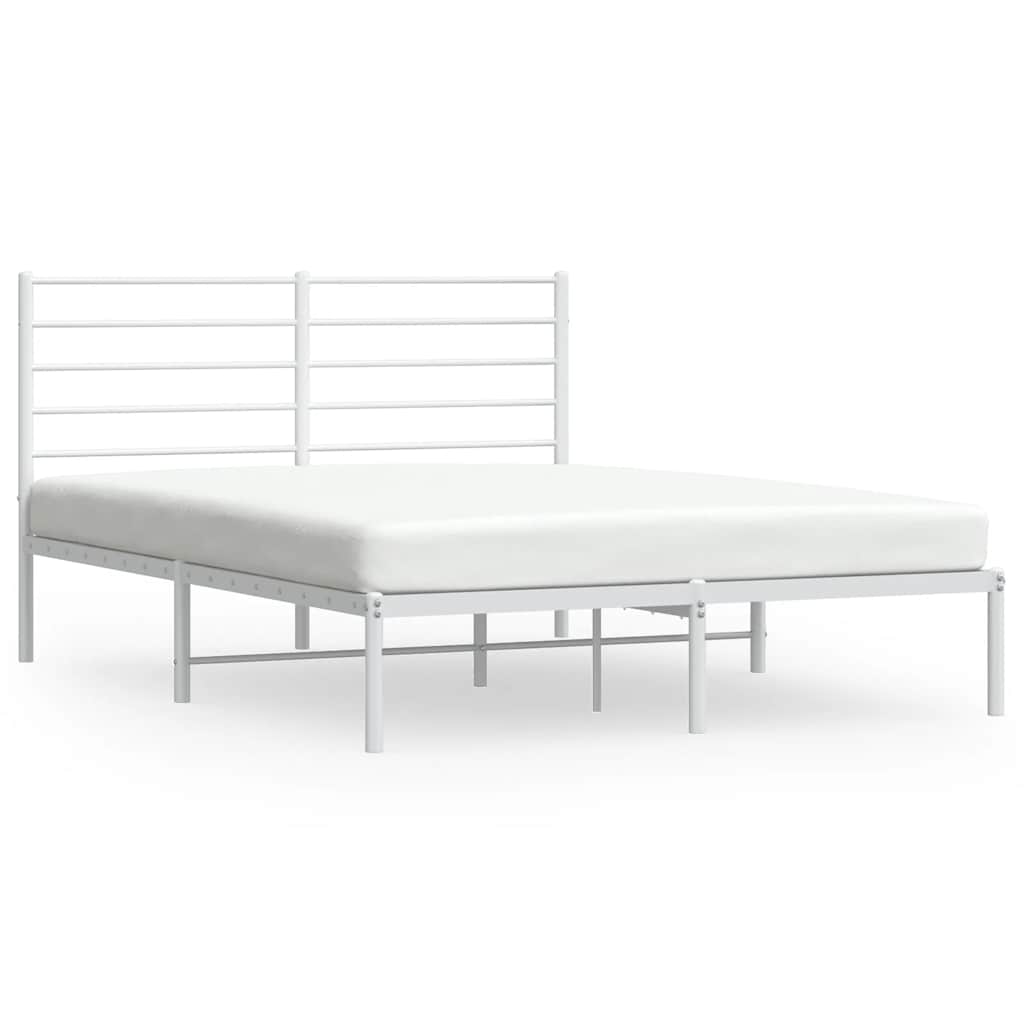 Metalni okvir za krevet s uzglavljem bijeli 150x200 cm