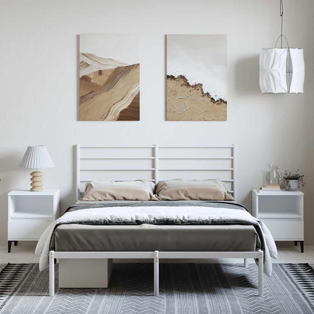 Metalni okvir za krevet s uzglavljem bijeli 150x200 cm